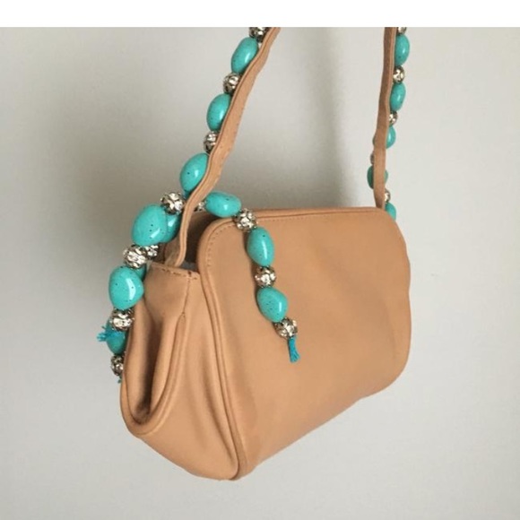 Giuseppe Zanotti Leather Bag w/turquoise Handle Shoulder Bags